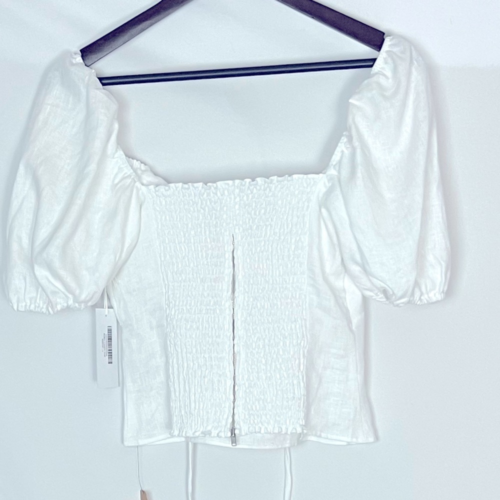 Reformation‎ Top Rory Linen Shirt Blouse Sz 6 Bohemian - Picture 7 of 12